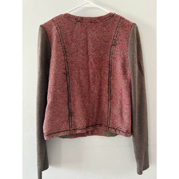 Hinge Jacket Women's Medium Tweed Wool Blend Bohemian Cottagecore Red Gray - Picture 5 of 8